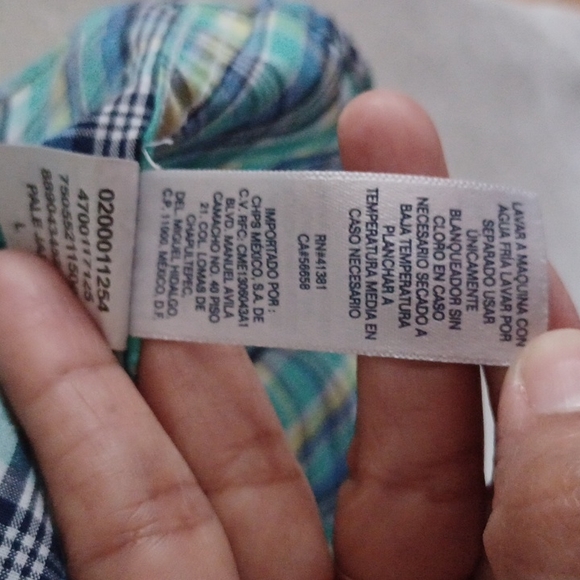 Chaps Men's Blue Green Plaid Custom Fit Short Sleeve Button Up Shirt Size L/G. - Picture 8 of 9